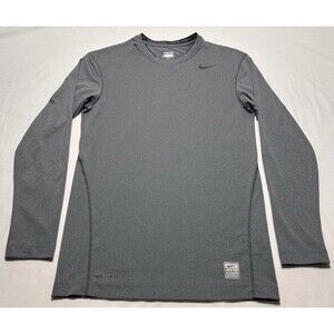 Nike Pro Compression Dri-Fit Shirt Long Sleeve Grey Mens LARGE 269607-021 Crew